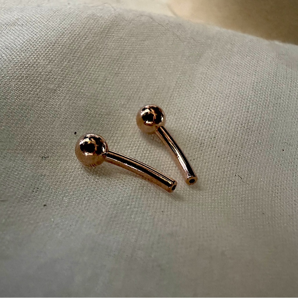 BVLA 14k Solid Rose Gold THREAD LESS curved barbell